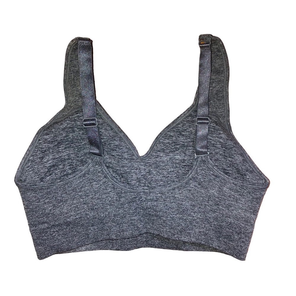 Puma gray v neck sports bra, Small - Picture 2 of 4